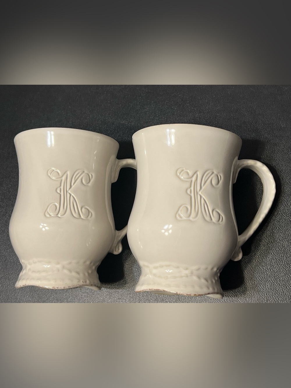 Skyros Legado Pebble Mugs Lot Of Two Monogrammed K